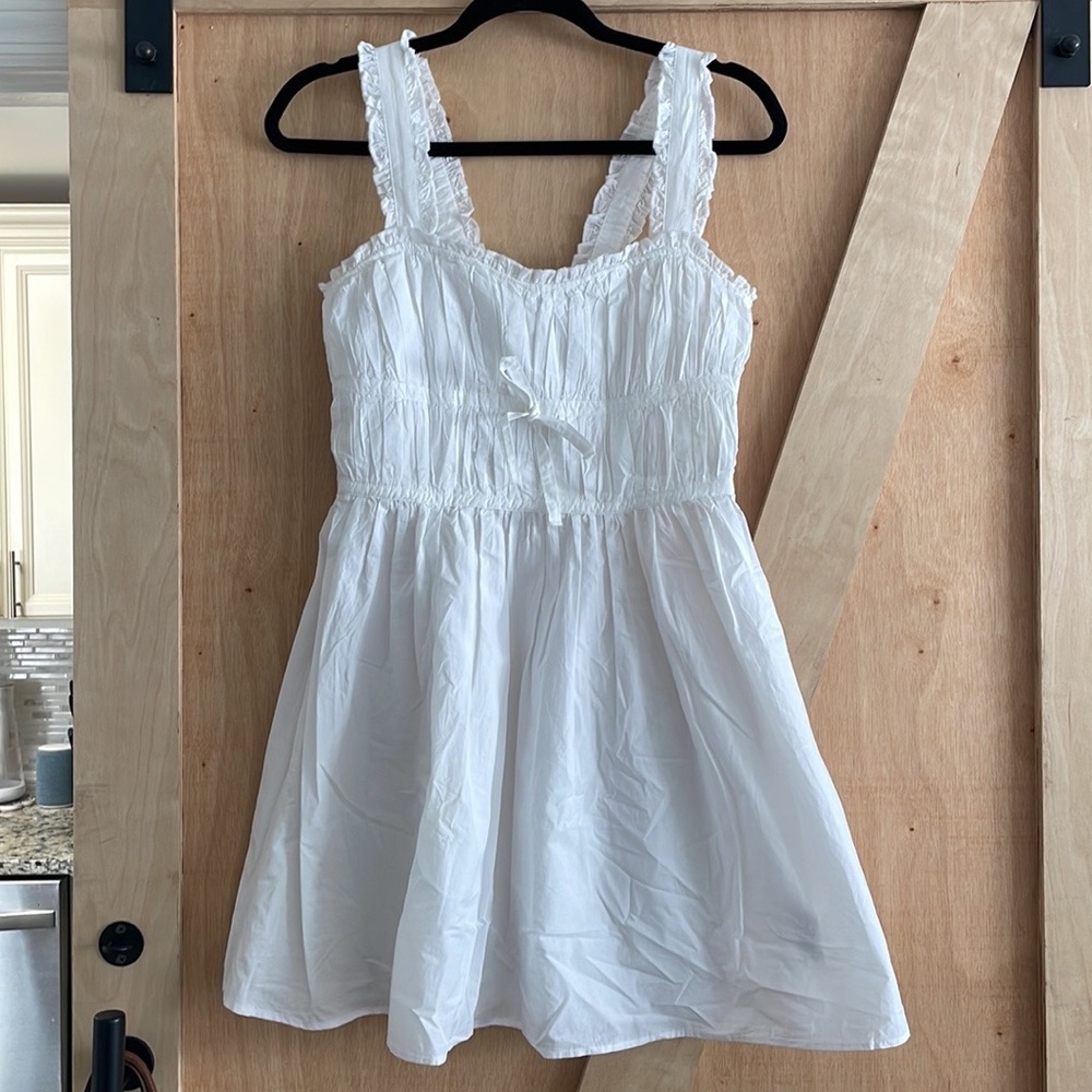 Topshop White Mini Sundress with Ruffle Straps